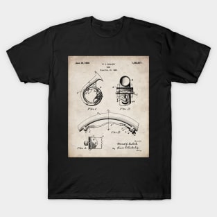 Brass Band Horn Patent - Musician Wind Instrument Art - Antique T-Shirt